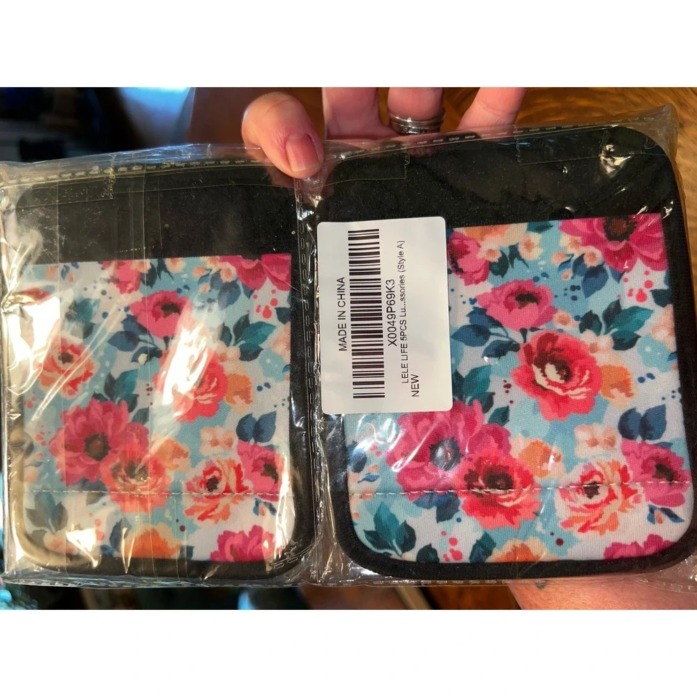 Set of 5 Floral‎ Fabric Storage Pouches Coppy Aesthetic Travel Case Organizer